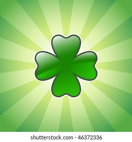 shiny four leaves clover; design for St. Patrick's Day