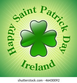 shiny four leaves clover; design for St. Patrick's Day