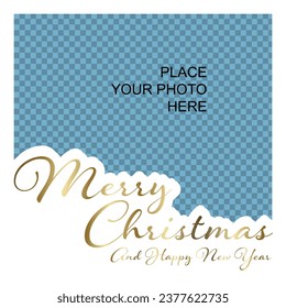 Shiny frame layout template with place for your photo. Simple Christmas layout template for your christmas card, social media post status, flyer, header or banner