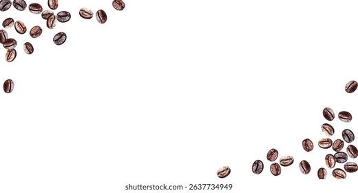shiny fresh roasted coffee beans isolated on white background.