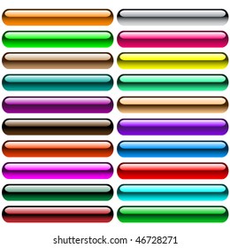 Shiny gel web buttons. Set of 20 assorted colors. Isolated on white. Raster also available.
