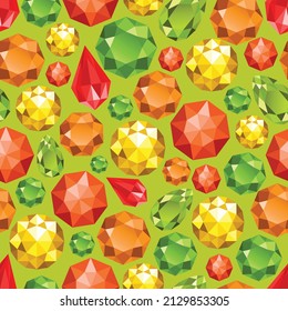 Shiny gems colorful seamless pattern. Jewels diamonds ruby topaz emerald precious crystals gemstone illustration wallpaper background print texture fabric 