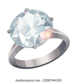 Brillante anillo de piedras preciosas simboliza el amor y el icono de la riqueza aislado