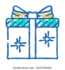 shiny gift box doodle icon sketch vector. shiny gift box sign. isolated symbol illustration