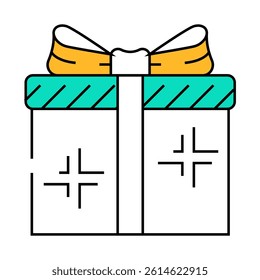 shiny gift box line icon vector. shiny gift box sign. isolated symbol illustration