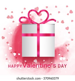 A shiny gift box on pink background for happy valentine's day.