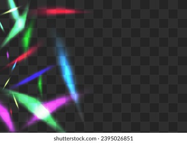 Shiny Glare Vector Transparent Background. Shine Glitch Paper Branch. Bright Blur Festive Border. Holographic Dreamy Cristal Banner.