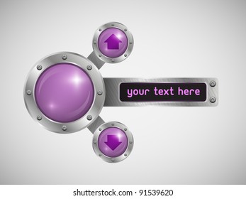 Shiny glass bubble speech in aluminum edging. Part of set. Vector art.
