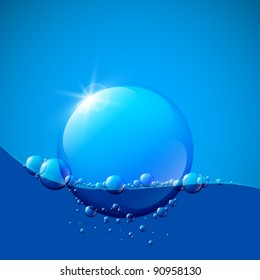 Shiny glass bubble in water Vector art