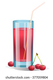 Shiny glass of cherry juice. Vector