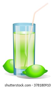 Shiny glass of lime juice. Vector