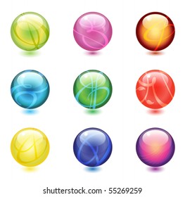 Shiny glass marbles
