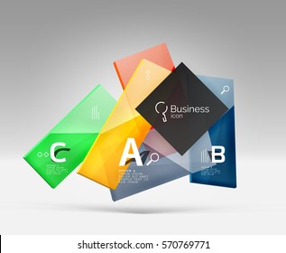 Shiny glass plate surfaces with text on 3d space. Abstract background