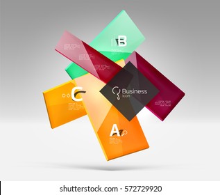 Shiny glass plate surfaces with text on 3d space. Abstract background