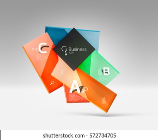 Superficies brillantes de placas de vidrio con texto en espacio 3d. Antecedentes abstractos