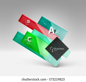 Shiny glass plate surfaces with text on 3d space. Abstract background