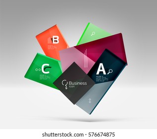 Shiny glass plate surfaces with text on 3d space. Abstract background