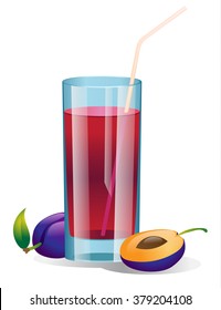 Shiny glass of plum  juice. Vector
