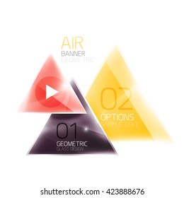 Shiny glass triangle web box. Vector geometric template