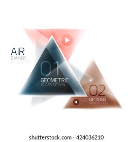 Shiny glass triangle web box. Vector geometric template