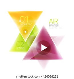 Shiny glass triangle web box. Vector geometric template