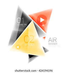 Shiny glass triangle web box. Vector geometric template