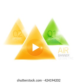 Shiny glass triangle web box. Vector geometric template