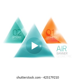 Shiny glass triangle web box. Vector geometric template