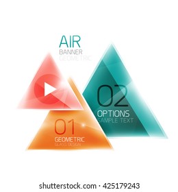 Shiny glass triangle web box. Vector geometric template