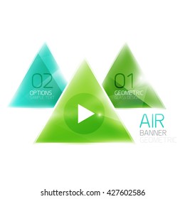 Shiny glass triangle web box. Vector geometric template