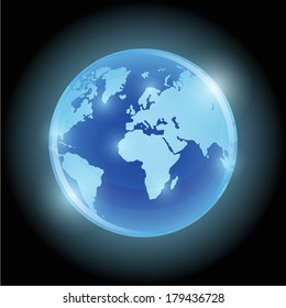 Shiny glass world globe