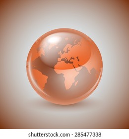 Shiny glass world globe