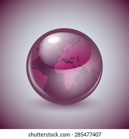 Shiny glass world globe