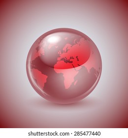 Shiny glass world globe
