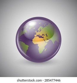 Shiny glass world globe