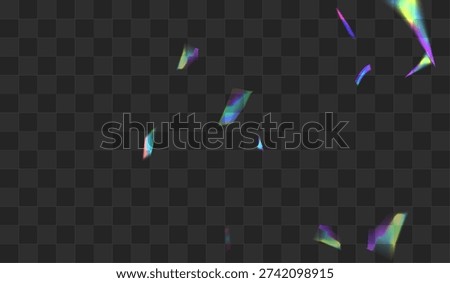 Shiny Glitch Vector Transparent Background. Holo Flare Isolated Branch. Shine Sparkle Falling Brochure. Color Dreamy Cristal Backdrop.