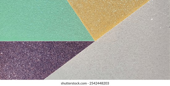 
Fundo brilhante brilhante brilhante com brilhos. Abstração brilhante. Roxo, amarelo, verde e branco. Papel brilhante. Textura de papel de parede multicolorido brilhante, design de interiores. Partes e segmentos.