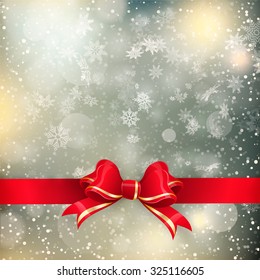 Shiny glitter Christmas background with red bow. EPS 10 vector file included