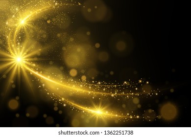 Shiny glittering effect, golden sparkles abstract magical background