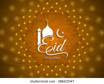 Shiny glittering religious Eid Mubarak background design.