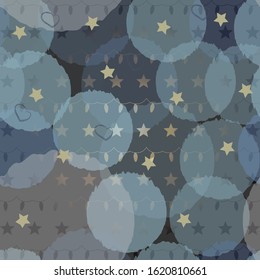 Shiny glittering stars and garland background. Vector Illustration