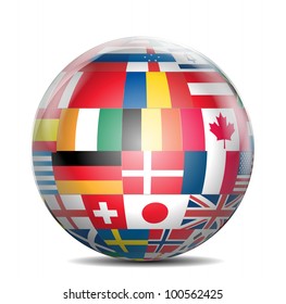 Shiny Globe with Flags of The World