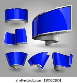 Shiny gloss blue banner set. Vector Illustration
