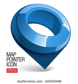 Shiny gloss blue Map pointer icon. Vector