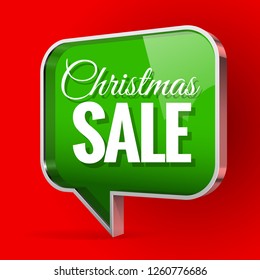 Shiny gloss green banner. Christmas sale design. Vector illustration