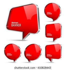 Banner rojo brillante. Colocado en un fondo blanco. Ilustración vectorial.