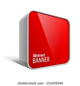 Shiny Gloss Red Vector Banner In The Form Of A Square Box With Rounded Corners Eps 10
