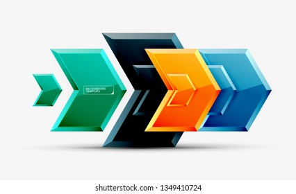 Shiny glossy arrows background, clean modern geometric design, futuristic composition, vector illustration