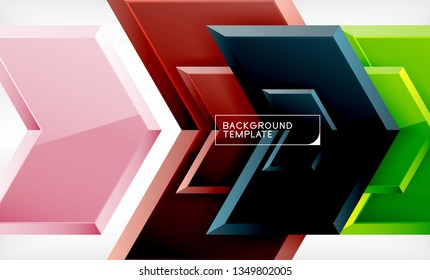 Shiny glossy arrows background, clean modern geometric design, futuristic composition, vector illustration