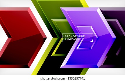 Shiny glossy arrows background, clean modern geometric design, futuristic composition, vector illustration